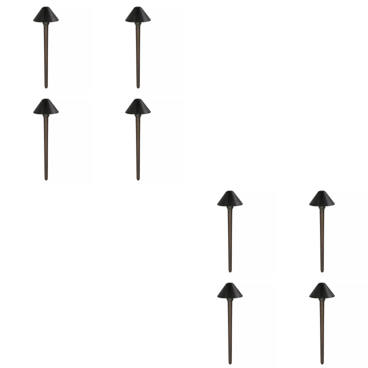 Outdoor Landscape Lighting LED 12V Low Voltage PL80B with G4 3W 2700K 4x/8x/12x Package Solid Brass Mushroom Hat Path Light - Light Bronze Finish Low Voltage Landscape Lighting 8 Pack
