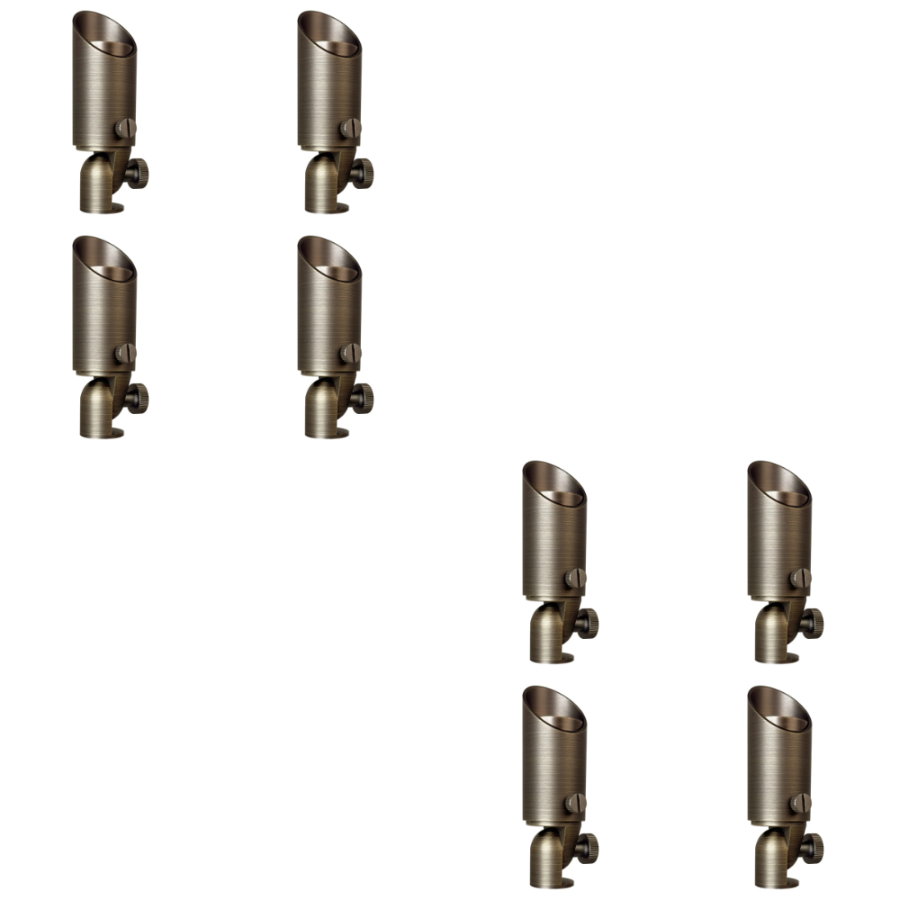 Outdoor Landscape Lighting LED 12V Low Voltage SPB08 4x/8x/12x Package 5W 3000K Warm White Integrated LED Brass Spotlight 12V Low Voltage Small Directional Bullet Light Outdoor Landscape 8 Pack Natural Brass
