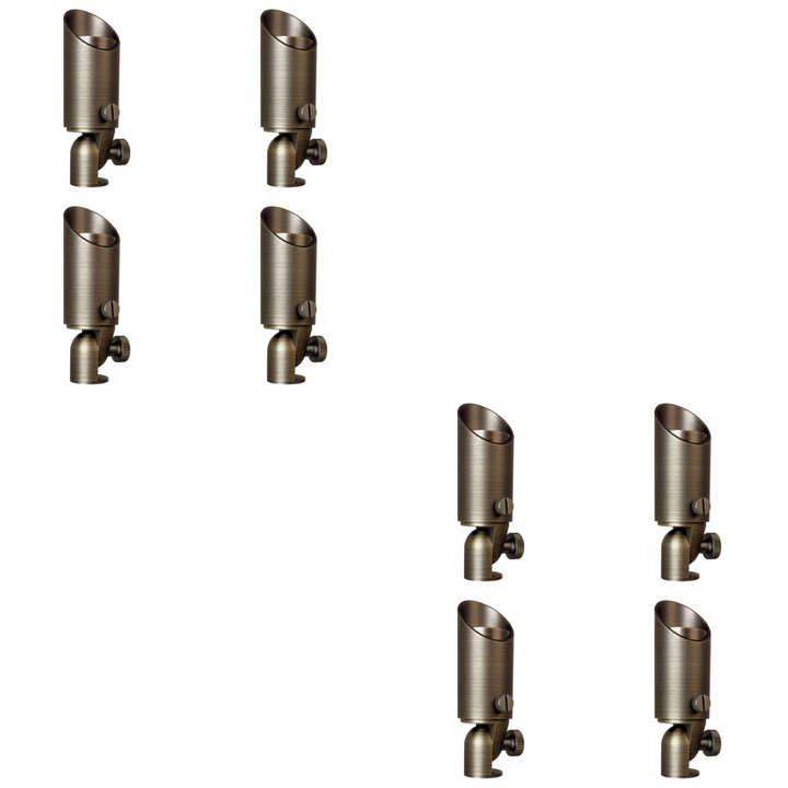 Outdoor Landscape Lighting LED 12V Low Voltage SPB08 4x/8x/12x Package 5W 3000K Warm White Integrated LED Brass Spotlight 12V Low Voltage Small Directional Bullet Light Outdoor Landscape 8 Pack Natural Brass