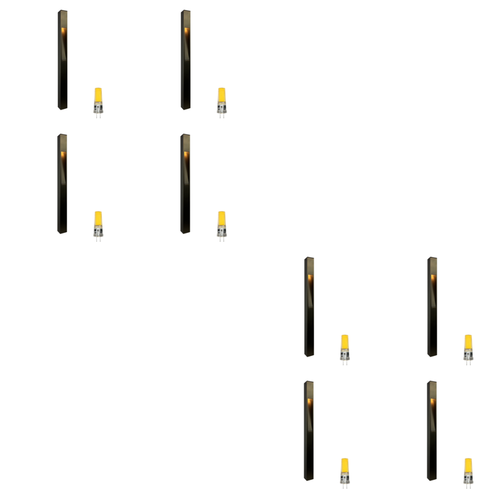 Outdoor Landscape Lighting LED 12V Low Voltage PLB29 4x/8x/12x Package Outdoor Square Bollard Garden Pathway Light | 12V Low Voltage Brass Path Light with G4 3W 3000K Bulb 8 Pack