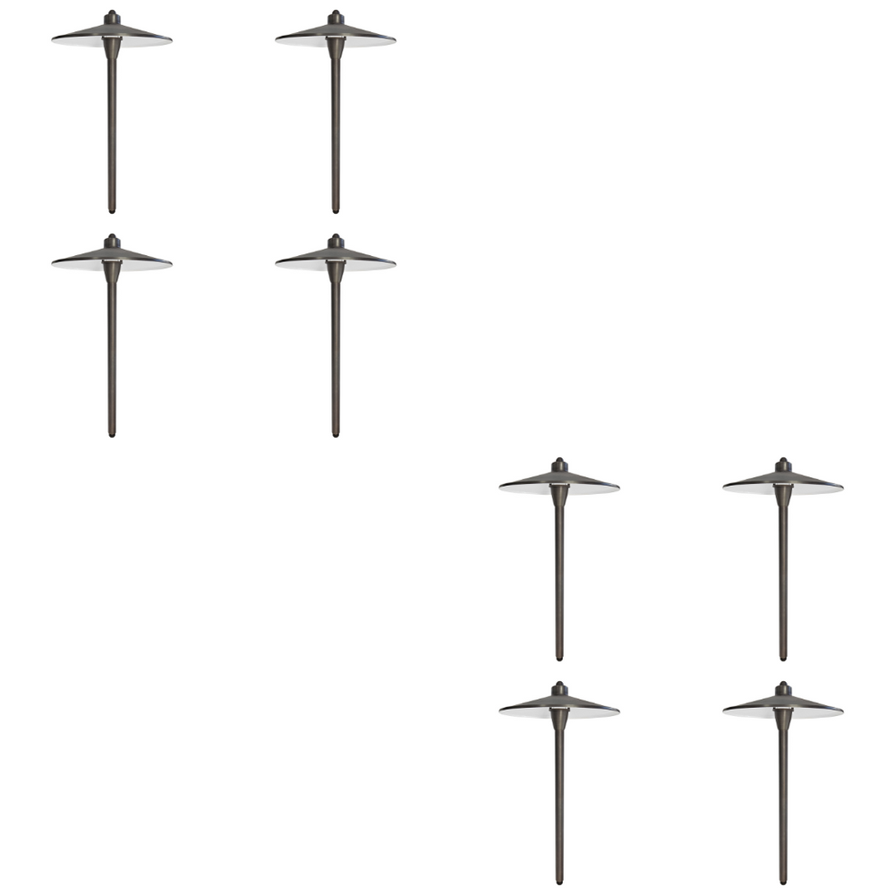 Outdoor Landscape Lighting LED 12V Low Voltage PL79B with G4 3W 2700K 4x/8x/12x Package Solid Brass Large Mushroom Hat Path Light - Light Bronze Finish Low Voltage Landscape Lighting 8 Pack