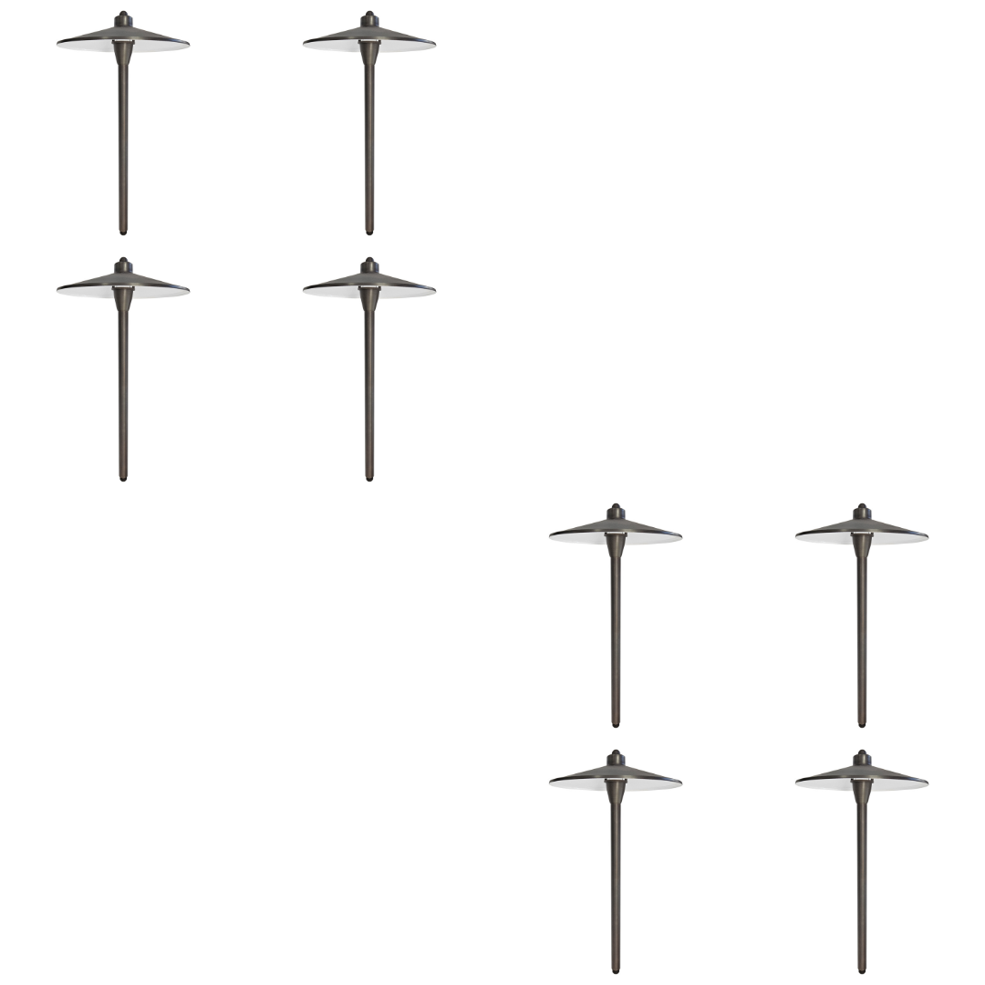 Outdoor Landscape Lighting LED 12V Low Voltage PL79B with G4 3W 2700K 4x/8x/12x Package Solid Brass Large Mushroom Hat Path Light - Light Bronze Finish Low Voltage Landscape Lighting 8 Pack