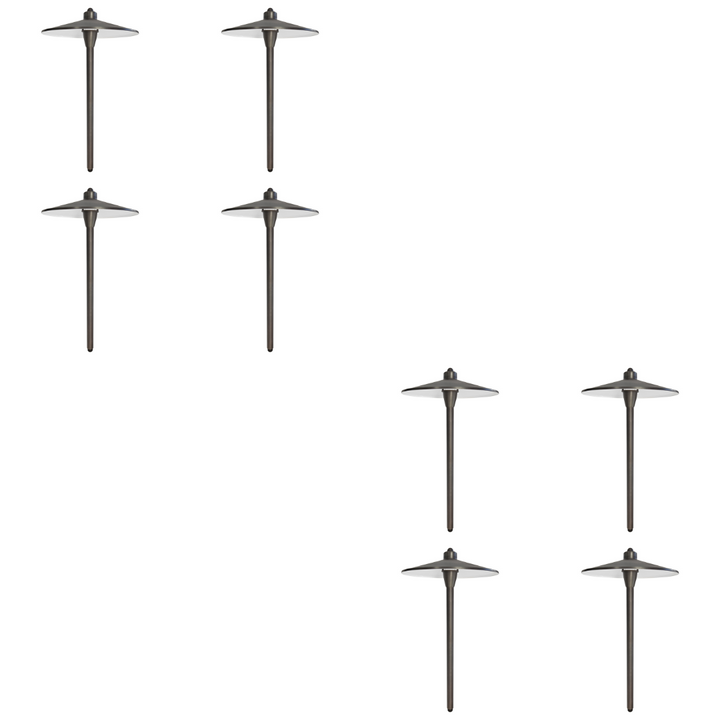 Outdoor Landscape Lighting LED 12V Low Voltage PL79B with G4 3W 2700K 4x/8x/12x Package Solid Brass Large Mushroom Hat Path Light - Light Bronze Finish Low Voltage Landscape Lighting 8 Pack