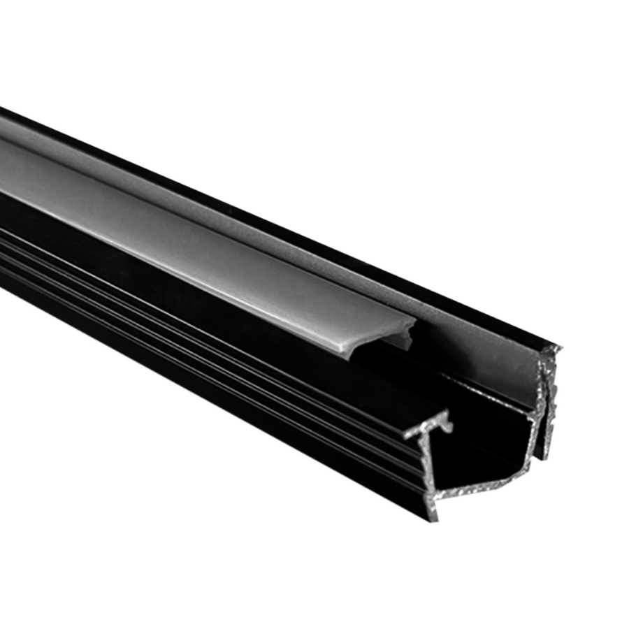 Outdoor Landscape Lighting LED 12V Low Voltage AP42 8 ft Aluminum Channel 0.78″ (W) x .0.45″ (H) for LED Strip Light with Cover and End Caps | 25 Pack Black