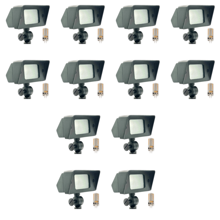 Outdoor Landscape Lighting LED 12V Low Voltage FLBP01 Tulay Black Brass Squared Floodlight 4x/8x/12x G4 2W Dimmable 2700K Package Low Voltage Landscape Lighting 12 Pack