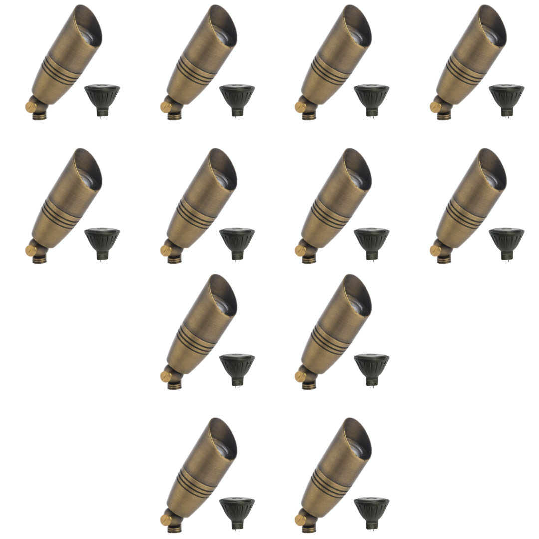 Outdoor Landscape Lighting LED 12V Low Voltage SPBP06 Tulay Antique Brass Spot Light 4x/8x/12x MR16 5W 2700K Package Low Voltage Landscape Lighting 12 Pack