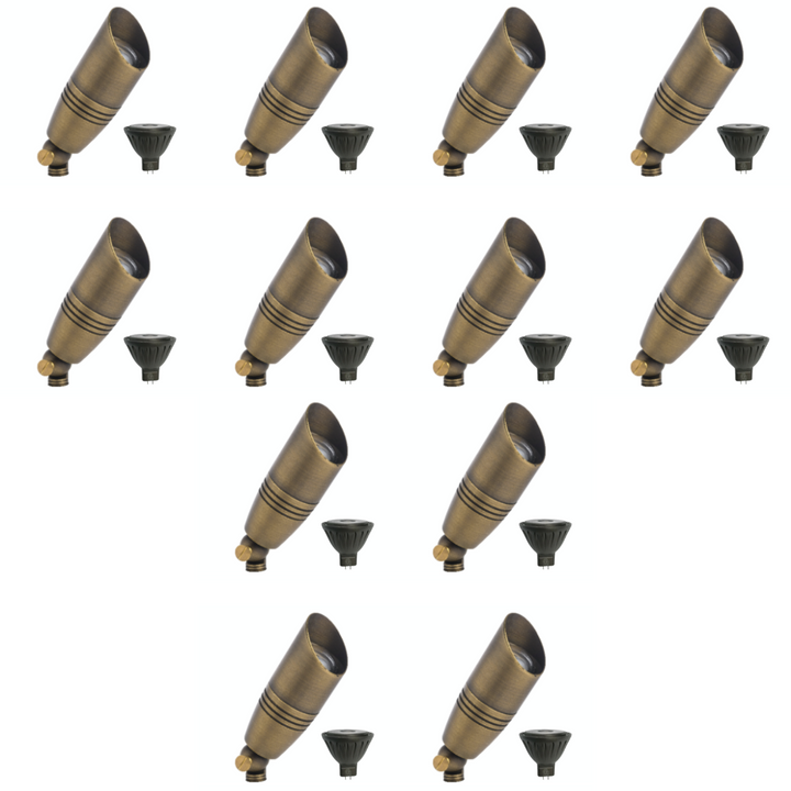 Outdoor Landscape Lighting LED 12V Low Voltage SPBP06 Tulay Antique Brass Spot Light 4x/8x/12x MR16 5W 2700K Package Low Voltage Landscape Lighting 12 Pack