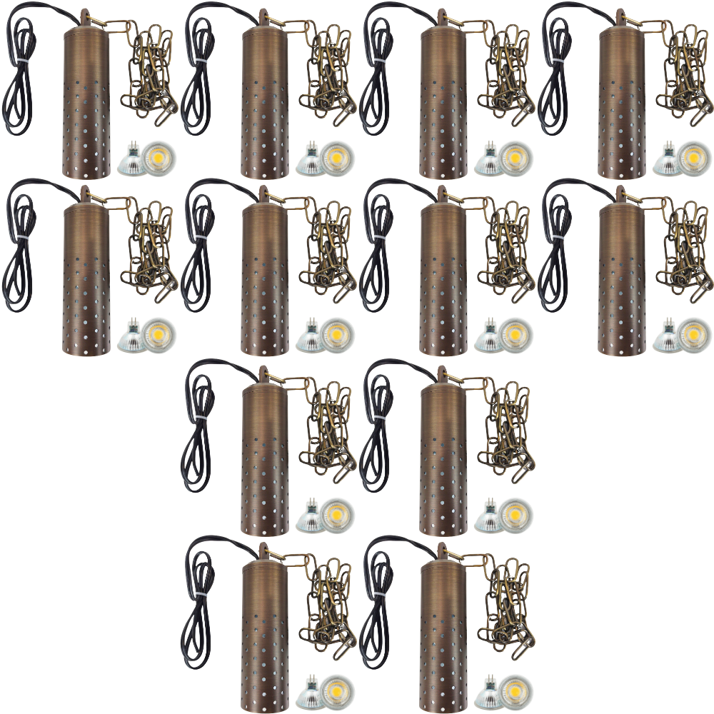 Outdoor Landscape Lighting LED 12V Low Voltage HLB09 4x/8x/12x Package 12V LED Low Voltage Brass Cylinder Pendant Light Hanging Downlight Fixture 5W 3000K Bulb 12 Pack