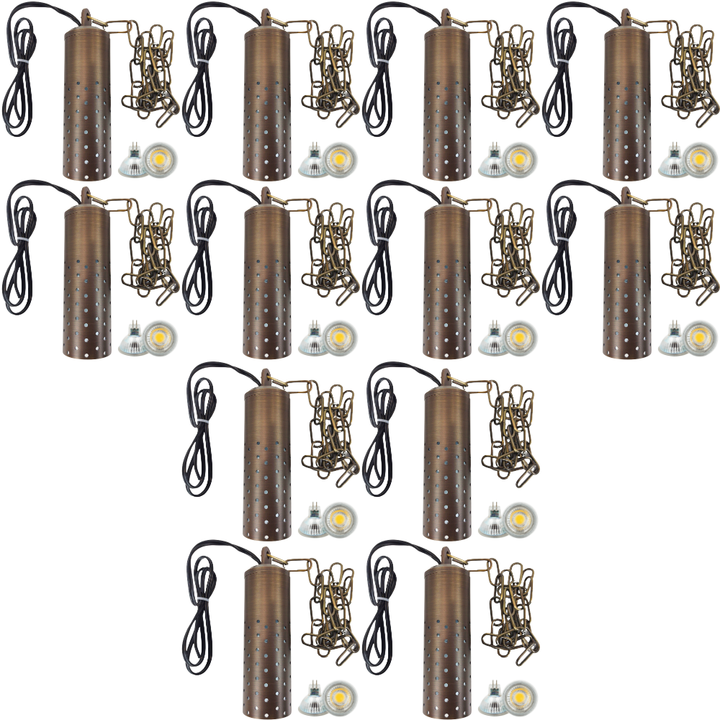 Outdoor Landscape Lighting LED 12V Low Voltage HLB09 4x/8x/12x Package 12V LED Low Voltage Brass Cylinder Pendant Light Hanging Downlight Fixture 5W 3000K Bulb 12 Pack