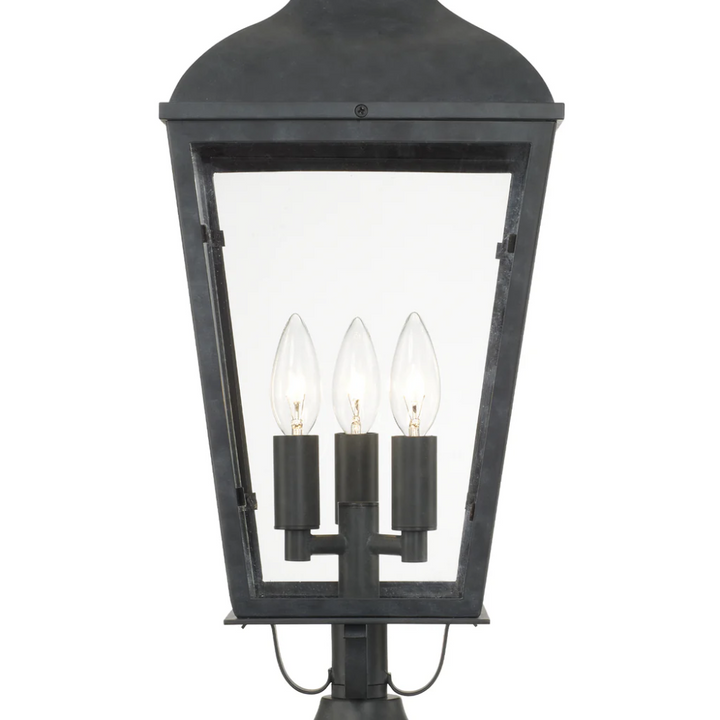 Outdoor Landscape Lighting LED 12V Low Voltage Dumont 3 Light Outdoor Post Light 9.25"x23" Stainless Steel and Glass Graphite Finish 120V 3 E12 Candelabra Base LED Bulb Sockets Casual Farmhouse Lantern for Patio, Garden, Exterior Posts
