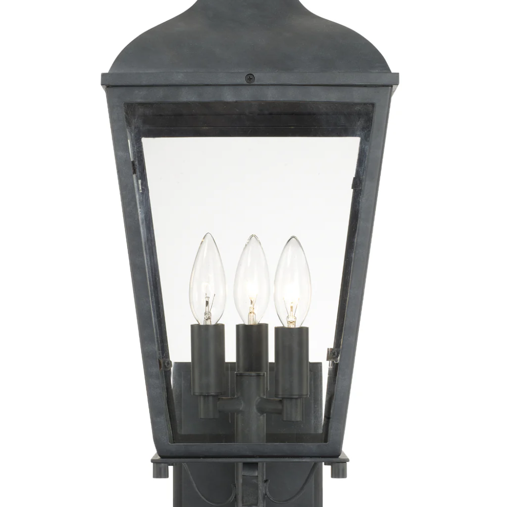 Outdoor Landscape Lighting LED 12V Low Voltage Dumont 3 Light Outdoor Sconce 9.25"x23.5" Stainless Steel and Clear Glass Graphite Metal Finish 120V 3 E12 Candelabra Base LED Bulb Socket for Patio, Garden, Exterior Walls