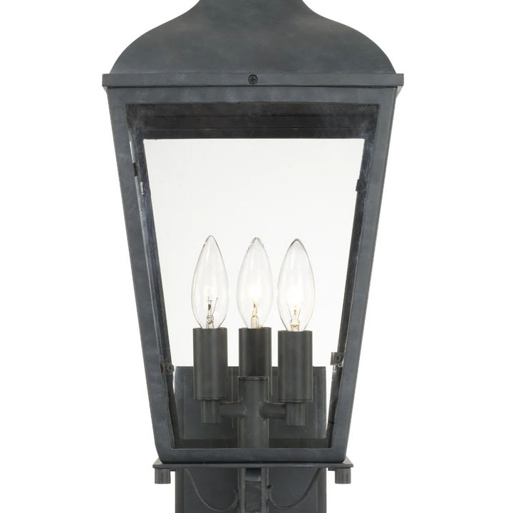 Outdoor Landscape Lighting LED 12V Low Voltage Dumont 3 Light Outdoor Sconce 9.25"x23.5" Stainless Steel and Clear Glass Graphite Metal Finish 120V 3 E12 Candelabra Base LED Bulb Socket for Patio, Garden, Exterior Walls