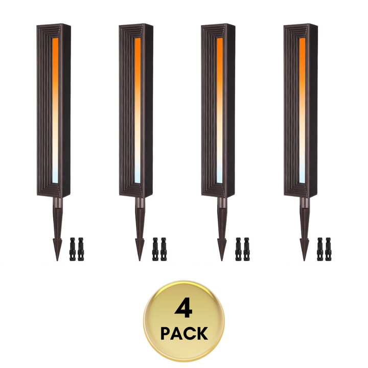 Outdoor Landscape Lighting LED 12V Low Voltage ALP54 Low Voltage Pathway Lights Package Arc-Shaped Oil-Rubbed Bronze Cast Aluminum, 7W 5CCT 12V-24V AC/DC LED Walkway Lighting IP65 Waterproof 4 Pack