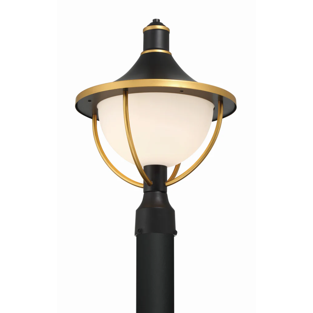 Outdoor Landscape Lighting LED 12V Low Voltage Atlas 1 Light Outdoor Post Light 13.5"x18.5" Stainless Steel and Glass Matte Black with Textured Gold Finish 120V 1 E26 Medium Base LED Bulb Sockets Casual Farmhouse Lantern for Patio, Garden, Exterior Posts