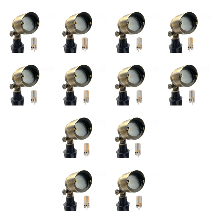 Outdoor Landscape Lighting LED 12V Low Voltage FLBP04 Tulay Antique Brass Oval Floodlight 4x/8x/12x G4 2W Dimmable 2700K Package Low Voltage Landscape Lighting 12 Pack