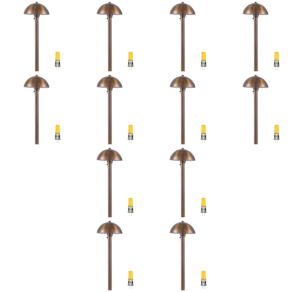 Outdoor Landscape Lighting LED 12V Low Voltage PLB08 4x/8x/12x Package Brass LED Globe 12V Low Voltage Pathway Outdoor Landscape Lighting Fixture with G4 3W 3000K Bulb 12 Pack