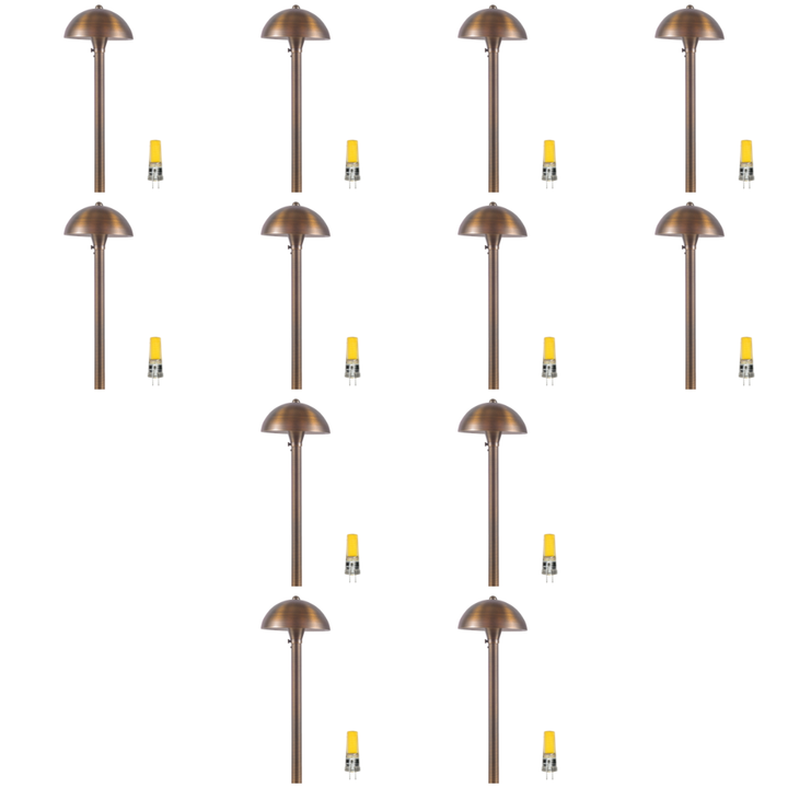 Outdoor Landscape Lighting LED 12V Low Voltage PLB08 4x/8x/12x Package Brass LED Globe 12V Low Voltage Pathway Outdoor Landscape Lighting Fixture with G4 3W 3000K Bulb 12 Pack