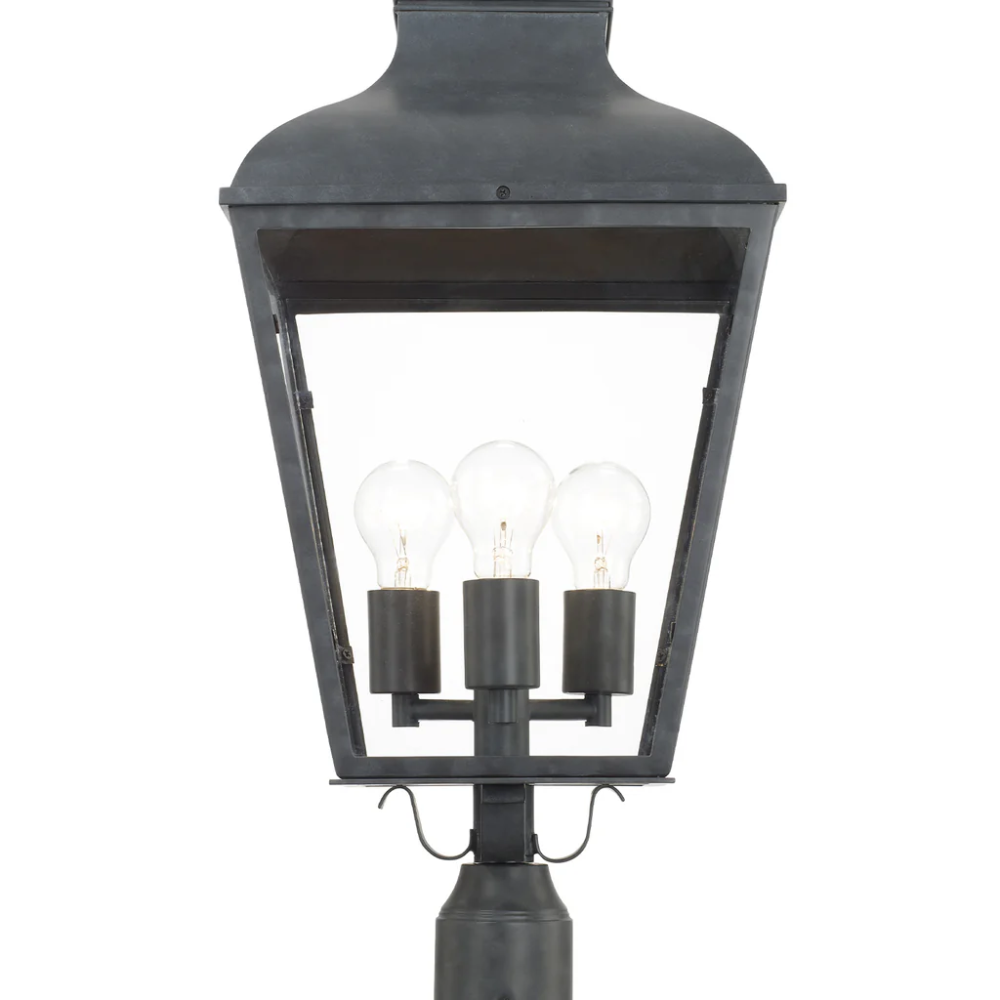 Outdoor Landscape Lighting LED 12V Low Voltage Dumont 3 Light Outdoor Post Light 12"x25" Stainless Steel and Glass Graphite Finish 120V 3 E12 Candelabra Base LED Bulb Sockets Casual Farmhouse Lantern for Patio, Garden, Exterior Posts