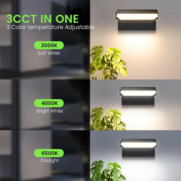 Outdoor Landscape Lighting LED 12V Low Voltage SCA05 Adjustable 20W/40W/55W 3CCT 3000K/4000K/6500K Integrated LED Wall Sconce Floodlight 9″x5.9″x4.5″ 120V Line Voltage Aluminum Wall Sconce Lighting IP65 Waterproof