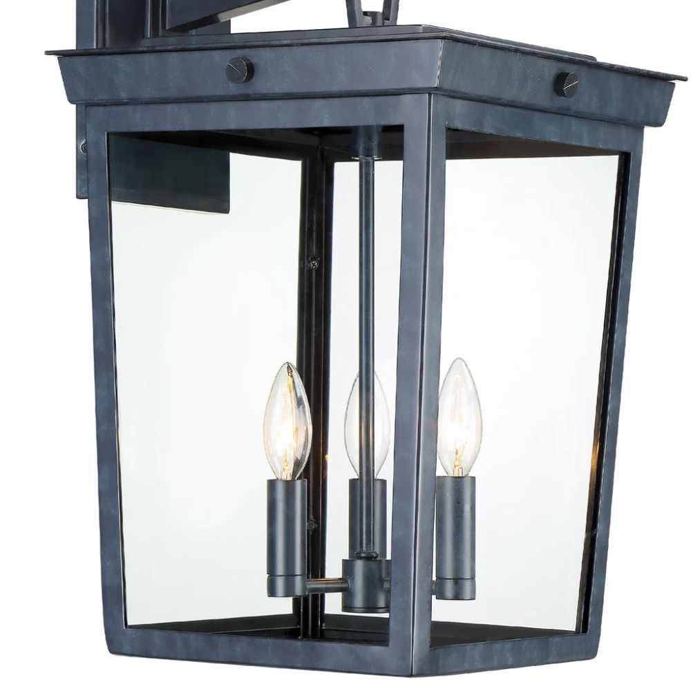 Outdoor Landscape Lighting LED 12V Low Voltage Belmont 3 Light Outdoor Sconce 12"x20" Stainless Steel and Clear Glass Graphite Metal Finish 120V 3 E12 Candelabra Base LED Bulb Socket for Patio, Garden, Exterior Walls