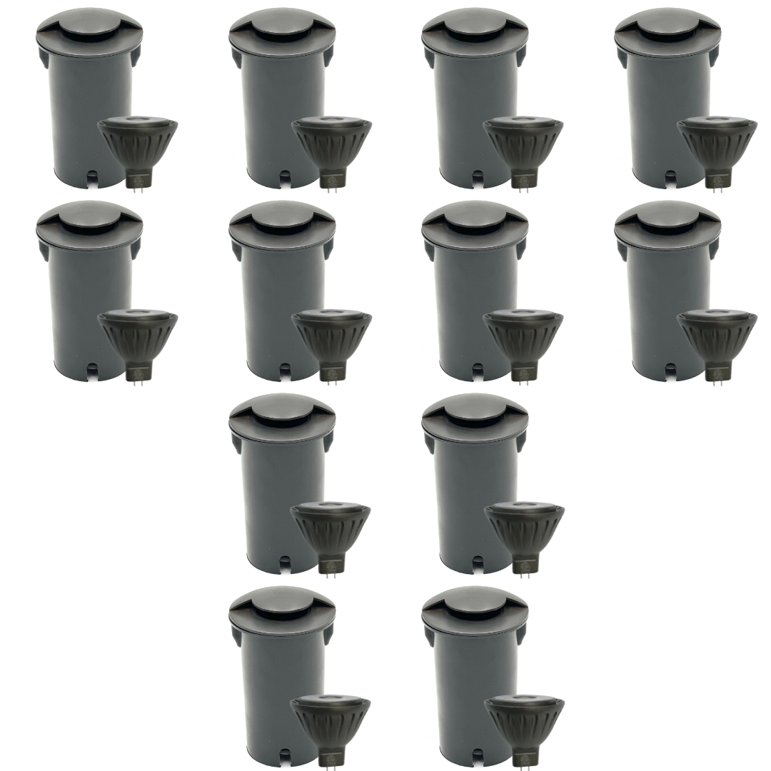 Outdoor Landscape Lighting LED 12V Low Voltage UNBP03 Stel-Path Black In-Ground Well Light 4x/8x/12x MR16 4W Dimmable 2700K Package Low Voltage Outdoor Lighting 12 Pack