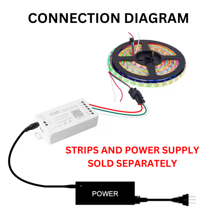 Outdoor Landscape Lighting LED 12V Low Voltage SP108E Smart Wi-Fi Magic RGB Addressable LED Controller Support WS2812B, WS2813B, etc. For LED Strip Light RGB-IC