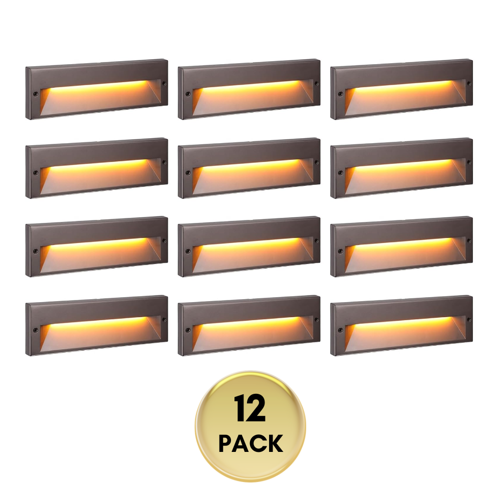 Outdoor Landscape Lighting LED 12V Low Voltage STLA10 Package 6W Low Voltage 10.6" LED Outdoor Step Lights, 12V-24V 5CCT 1800K/2700K/3000K/4000K/5000K Integrated LED Aluminum Deck Lights Landscape Lights 12 Pack