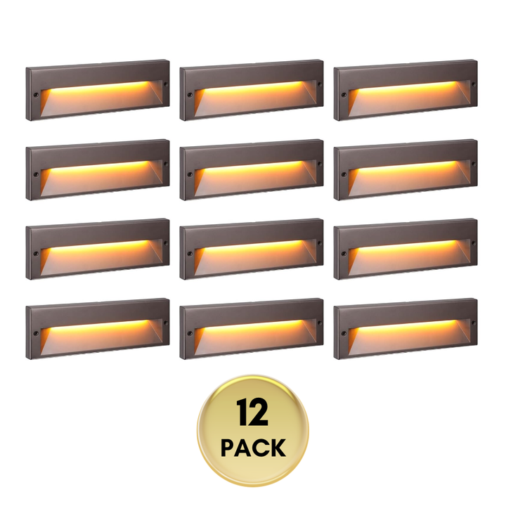 Outdoor Landscape Lighting LED 12V Low Voltage STLA10 Package 6W Low Voltage 10.6" LED Outdoor Step Lights, 12V-24V 5CCT 1800K/2700K/3000K/4000K/5000K Integrated LED Aluminum Deck Lights Landscape Lights 12 Pack