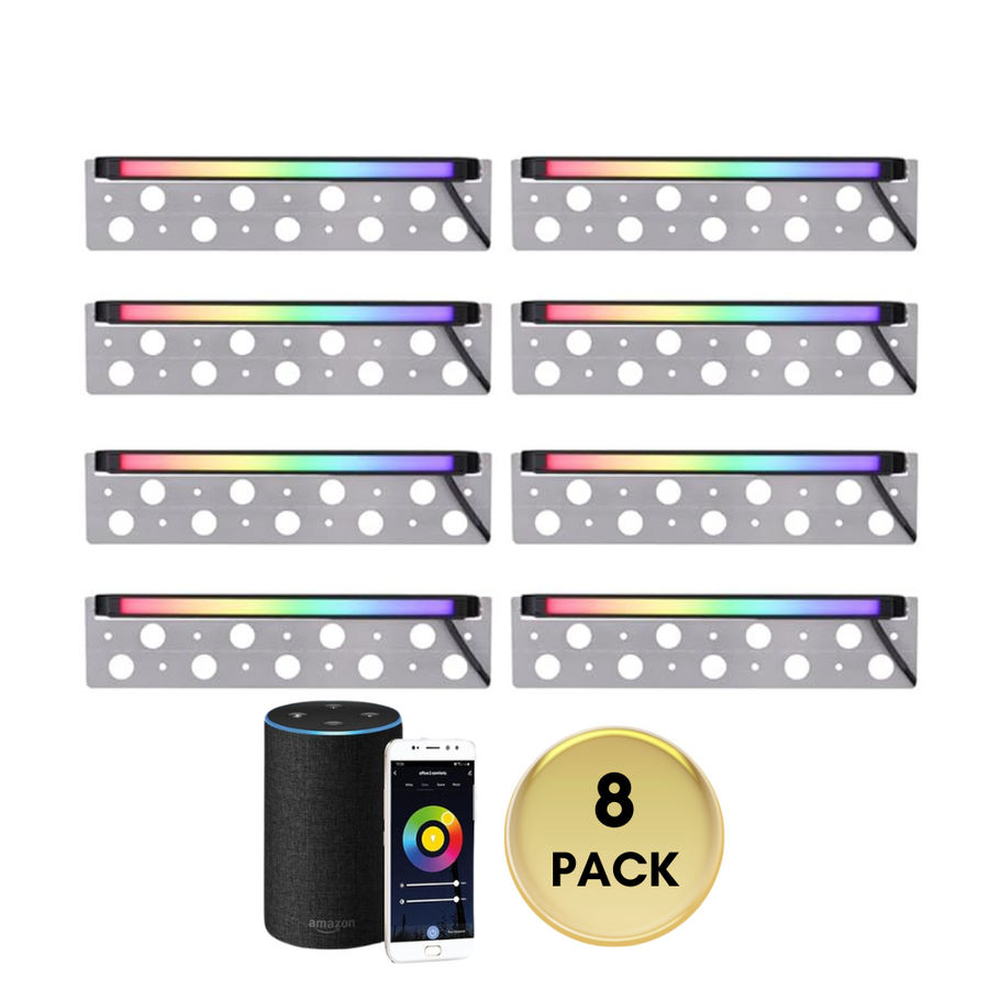 Outdoor Landscape Lighting LED 12V Low Voltage ELRA07 8-Pack 5W 12" Smart RGBCW Color Changing 2700K-6500K Waterproof LED Stairs, Fence, Hardscape Step Light Fixture Package