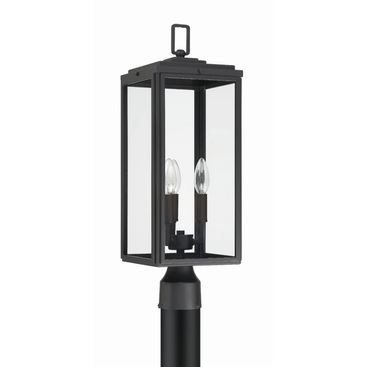 Outdoor Landscape Lighting LED 12V Low Voltage Bryon 3 Light Outdoor Post Light 7.5"x22.25" Stainless Steel and Glass Matte Black Finish 120V 3 E12 Candelabra Base LED Bulb Sockets Casual Farmhouse Lantern for Patio, Garden, Exterior Posts