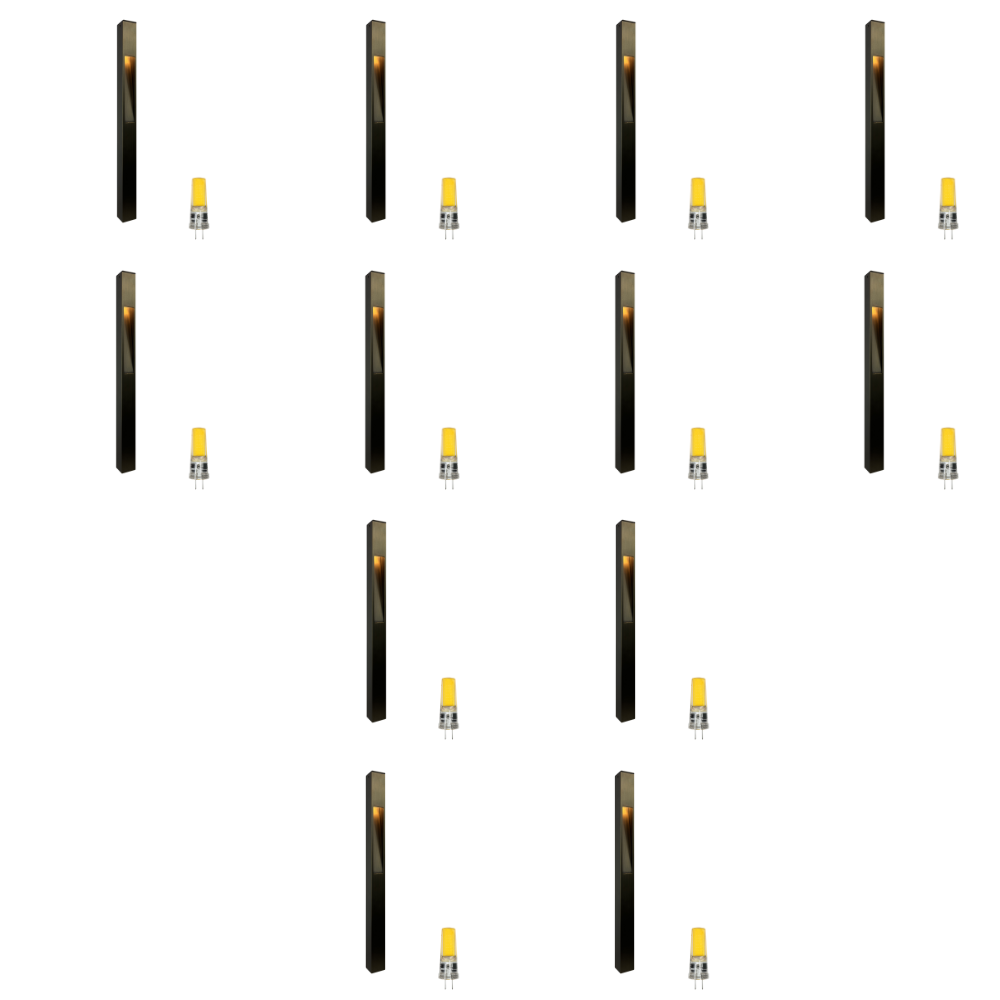 Outdoor Landscape Lighting LED 12V Low Voltage PLB29 4x/8x/12x Package Outdoor Square Bollard Garden Pathway Light | 12V Low Voltage Brass Path Light with G4 3W 3000K Bulb 12 Pack
