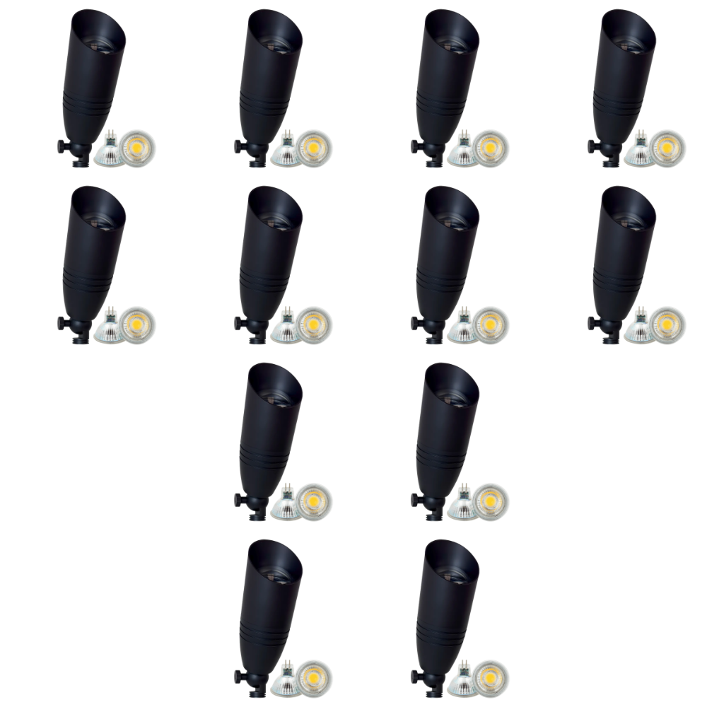Outdoor Landscape Lighting LED 12V Low Voltage SPB06 4x/8x/12x Package 12V Low Voltage LED Outdoor Landscape Brass Spotlight with MR16 5W 3000K Bulb Black Brass 12 Pack