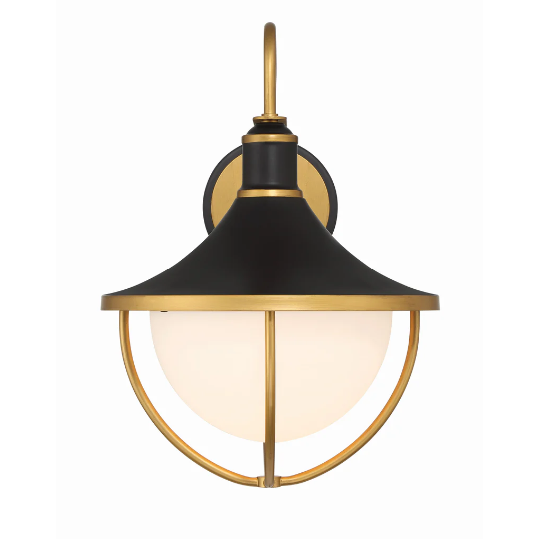 Outdoor Landscape Lighting LED 12V Low Voltage Atlas 1 Light Outdoor Sconce 13.5"x18.75" Stainless Steel and Glass Matte Black with Textured Gold Finish 120V 1 E26 Medium Base LED Bulb Socket for Patio, Garden, Exterior Walls