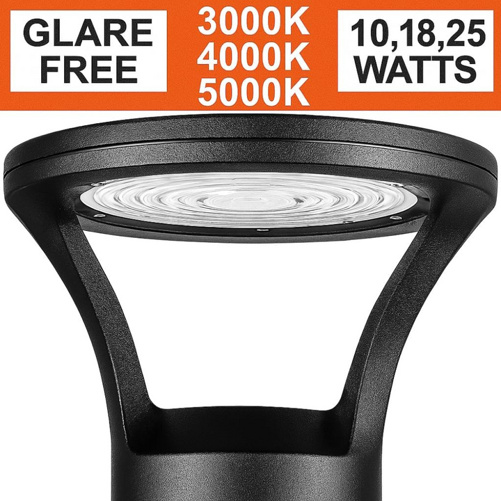 Outdoor Landscape Lighting LED 12V Low Voltage BPLA07 39" 120V Tunable 10W/18W/25W 3000K/4000K/5000K 3CCT Black Aluminum Round-Top Bollard Light Line Voltage Commercial Bollard Path Light Outdoor Lighting