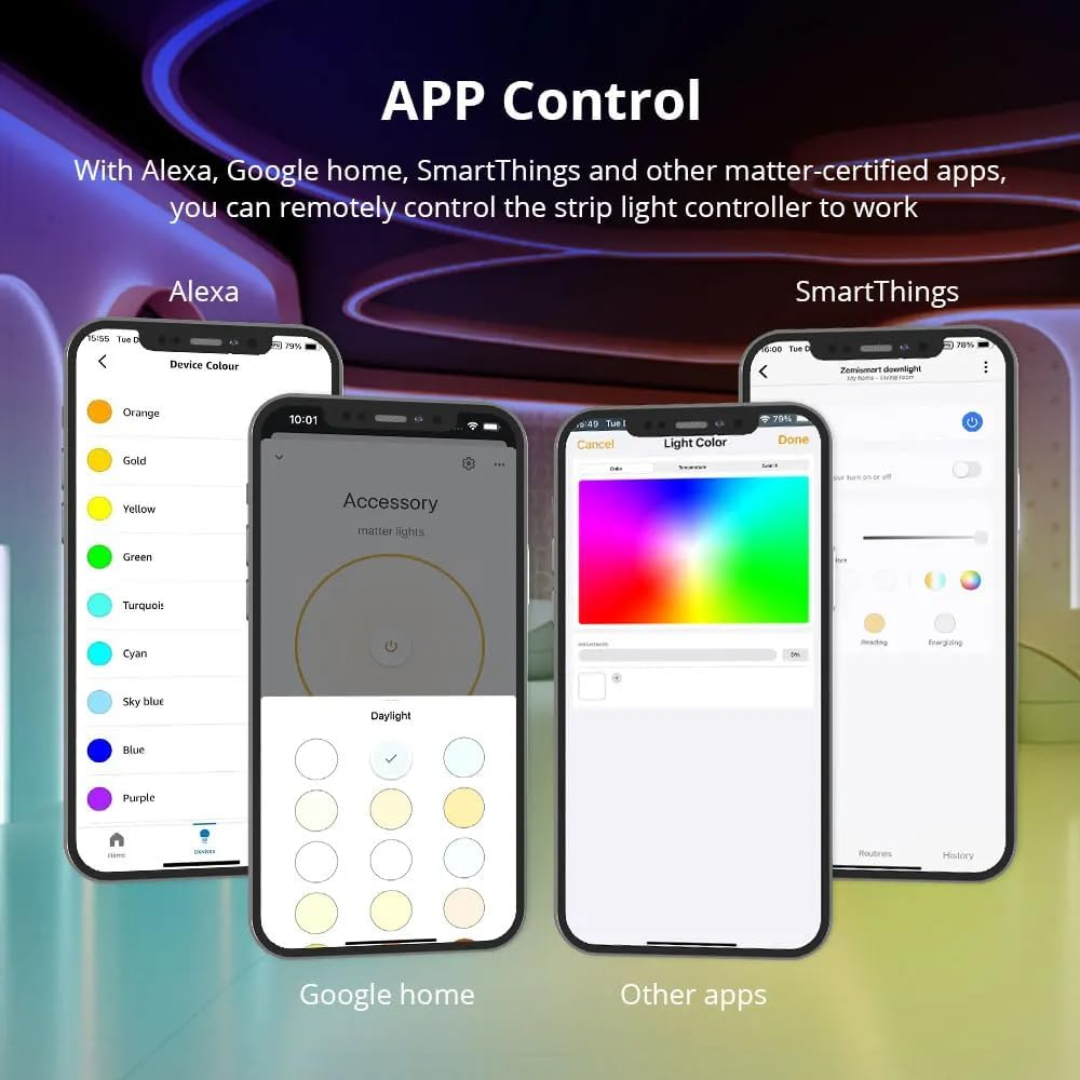 Outdoor Landscape Lighting LED 12V Low Voltage ZML3 Matter Over WiFi LED Strip Light Controller RGBCW - Smart LED Driver Compatible with Alexa, Google Home, and Apple Home App