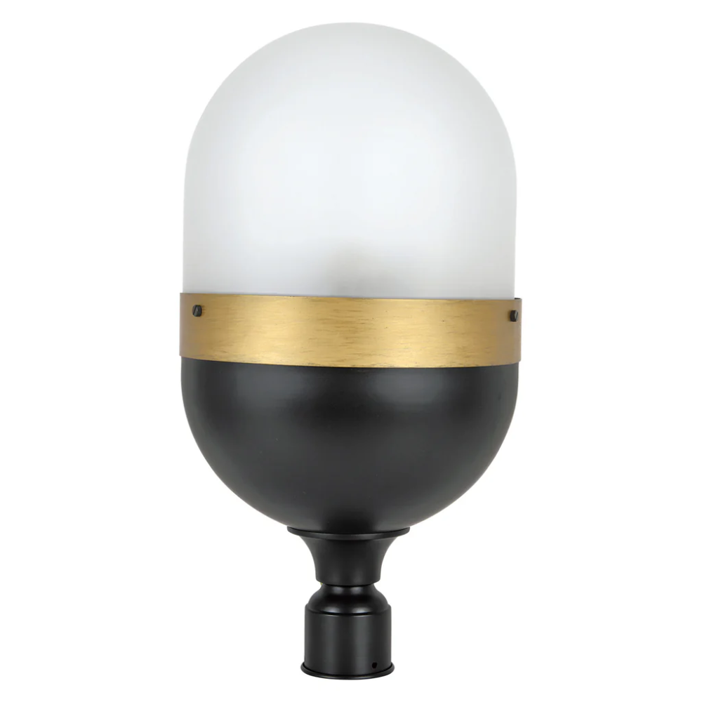 Outdoor Landscape Lighting LED 12V Low Voltage Brian Patrick Flynn Capsule 3 Light Outdoor Post Light 12.25"x23.25" Stainless Steel and Glass Matte Black with Textured Gold Finish 120V 3 E26 Medium Base LED Bulb Sockets Casual Farmhouse Lantern for Patio, Garden, Exterior Posts
