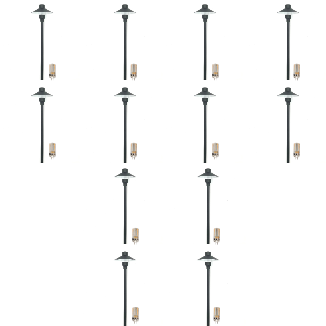 Outdoor Landscape Lighting LED 12V Low Voltage BPLP04 Rein Brown Brass Path Light 4x/8x/12x G4 2W Dimmable 2700K Package Low Voltage Outdoor Lighting 12 Pack