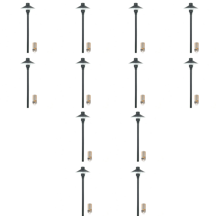 Outdoor Landscape Lighting LED 12V Low Voltage BPLP04 Rein Brown Brass Path Light 4x/8x/12x G4 2W Dimmable 2700K Package Low Voltage Outdoor Lighting 12 Pack