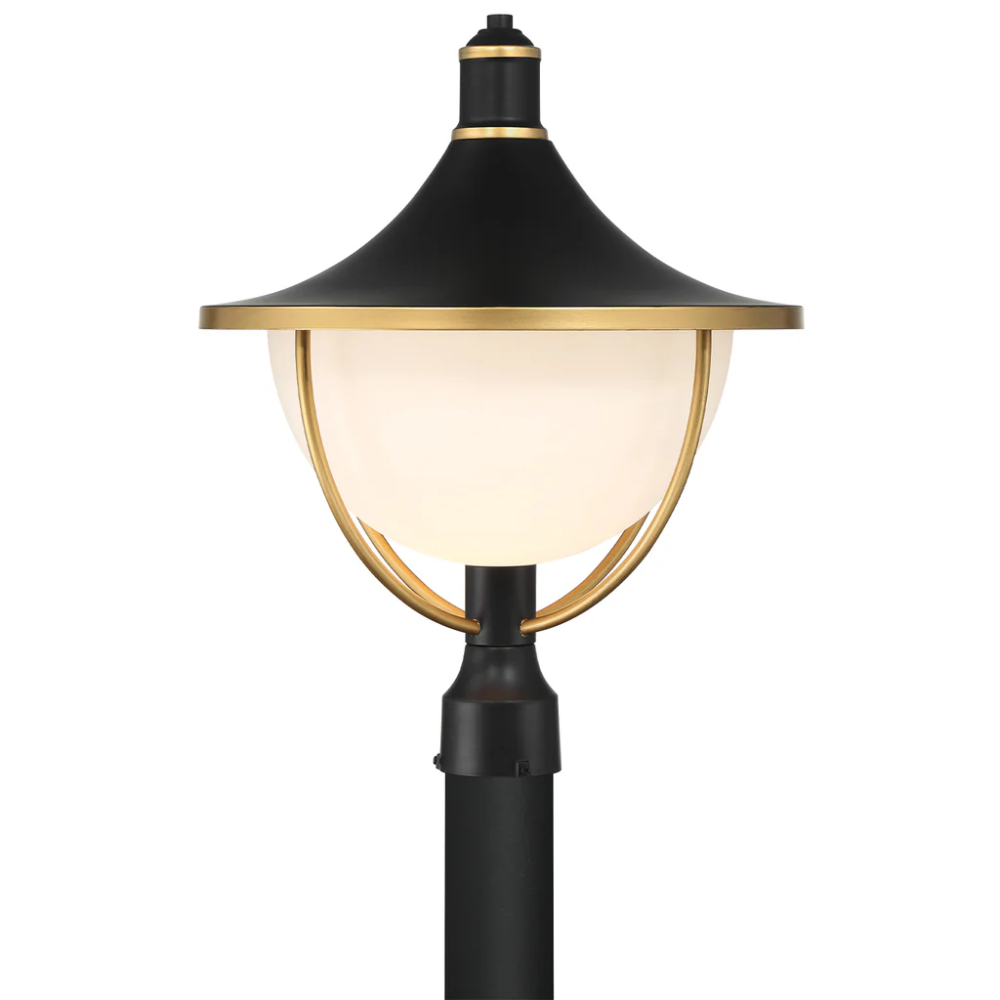 Outdoor Landscape Lighting LED 12V Low Voltage Atlas 1 Light Outdoor Post Light 16.5"x20.75" Stainless Steel and Glass Matte Black with Textured Gold Finish 120V 1 E26 Medium Base LED Bulb Sockets Casual Farmhouse Lantern for Patio, Garden, Exterior Posts