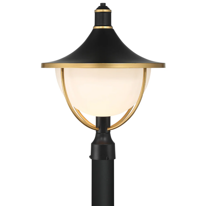 Outdoor Landscape Lighting LED 12V Low Voltage Atlas 1 Light Outdoor Post Light 16.5"x20.75" Stainless Steel and Glass Matte Black with Textured Gold Finish 120V 1 E26 Medium Base LED Bulb Sockets Casual Farmhouse Lantern for Patio, Garden, Exterior Posts