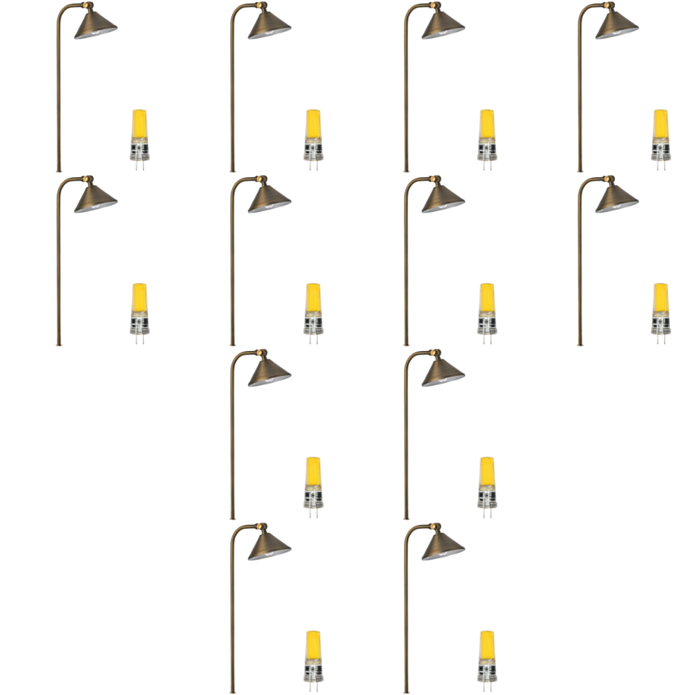 Outdoor Landscape Lighting LED 12V Low Voltage PLB05 4x/8x/12x Package LED 12V Low Voltage Landscape Brass Lighting Directional Pathway Light with G4 2W 3000K Bulb 12 pack