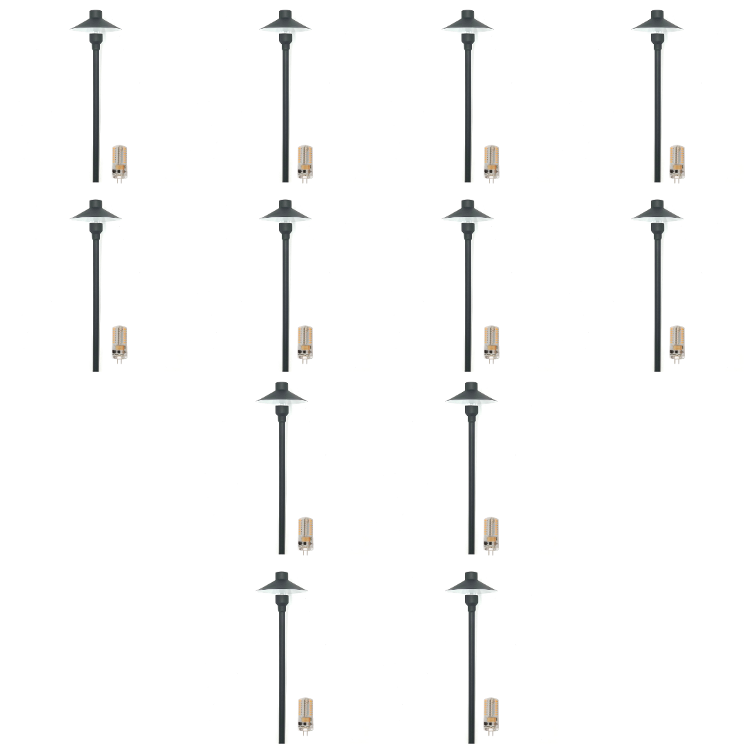 Outdoor Landscape Lighting LED 12V Low Voltage BPLP08 Tulay BH 18" Black Brass Path Light 4x/8x/12x G4 2W Dimmable 2700K Package Low Voltage Landscape Lighting 12 Pack