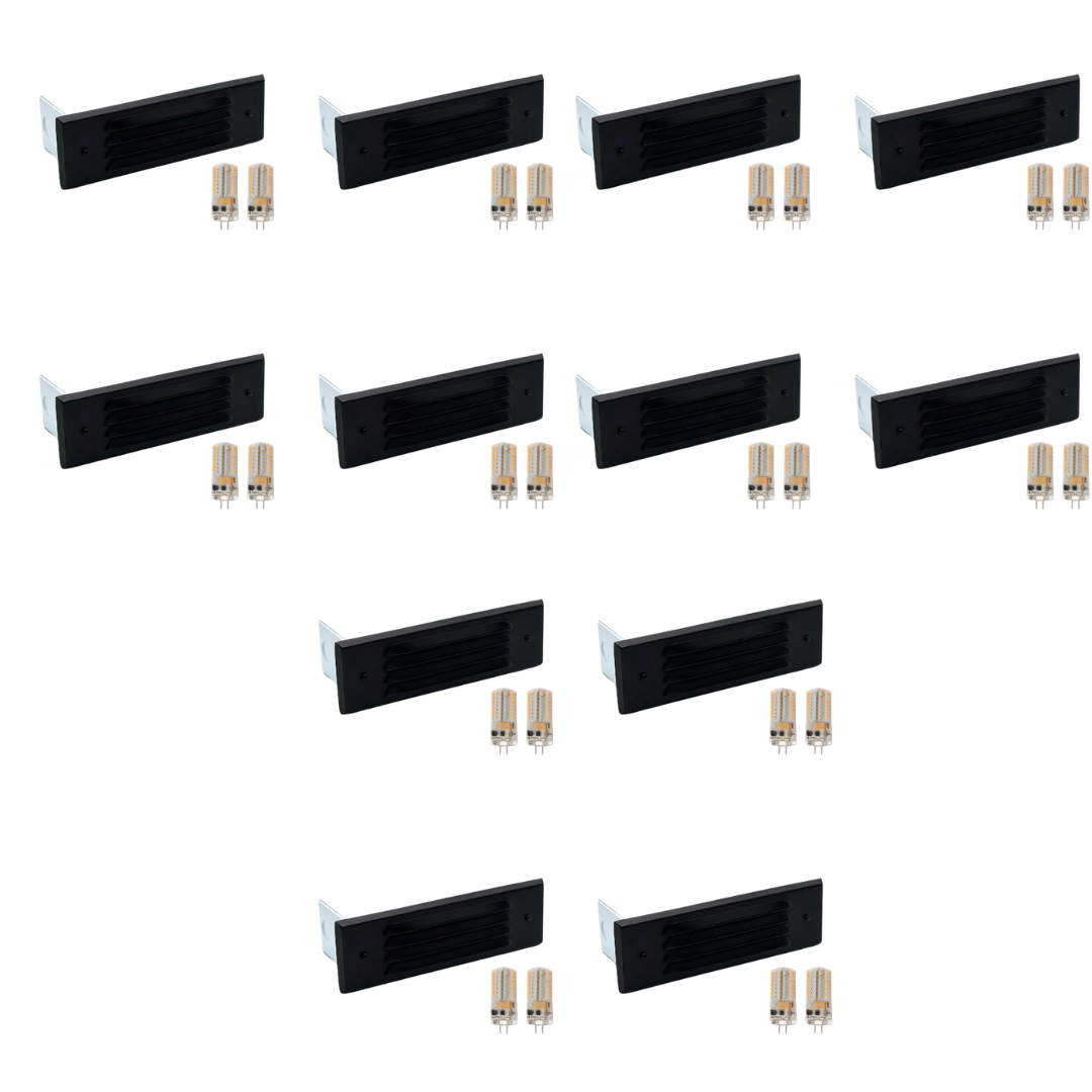 Outdoor Landscape Lighting LED 12V Low Voltage STBP03 Tulay Black Louvered Brass Step Light 4x/8x/12x G4 2W Dimmable 2700K Package Low Voltage Outdoor Lighting 12 Pack