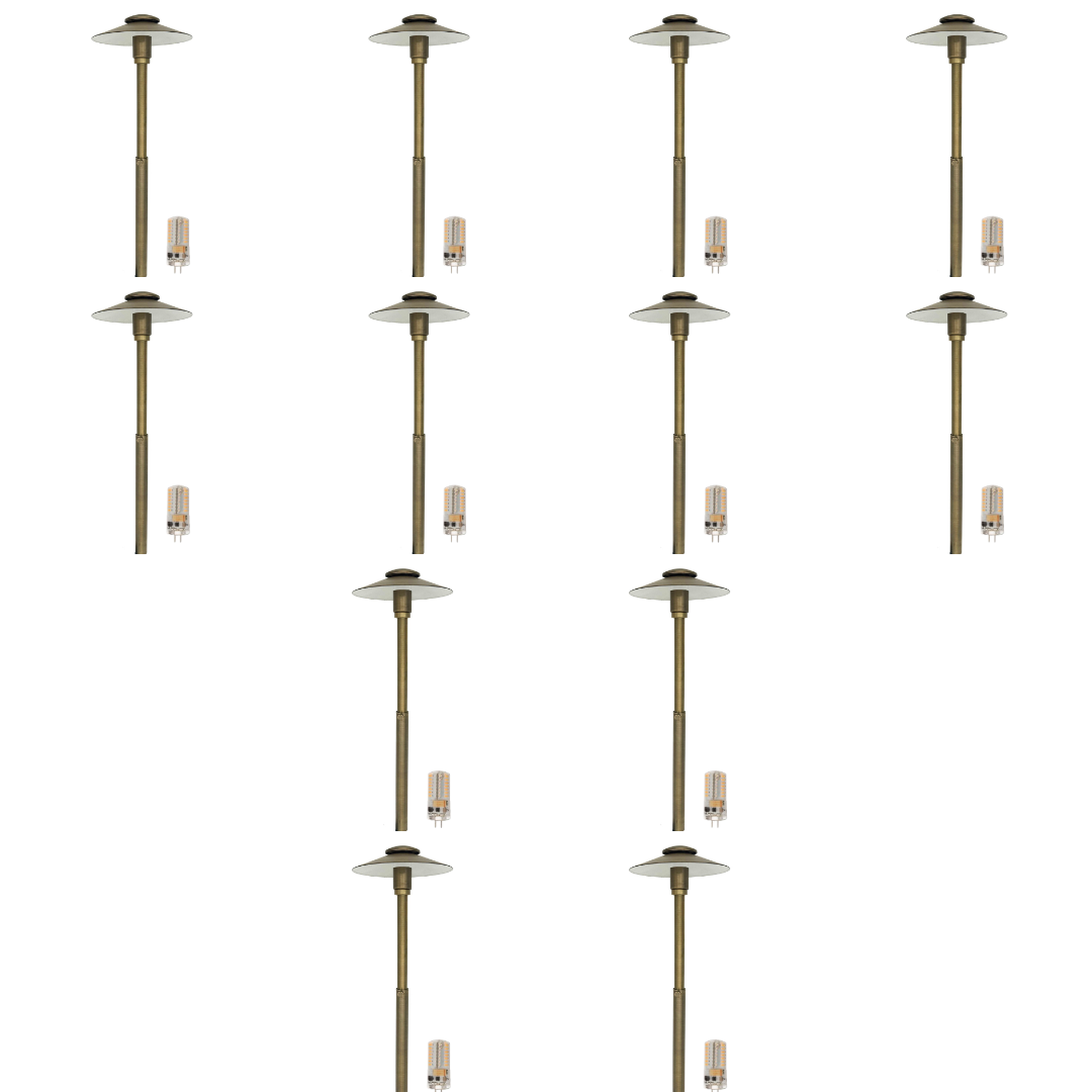Outdoor Landscape Lighting LED 12V Low Voltage BPLP06 Stelvio Antique Brass 4x/8x/12x G4 2W Dimmable 2700K Package Adjustable Path Light Low Voltage Outdoor Lighting 12 Pack