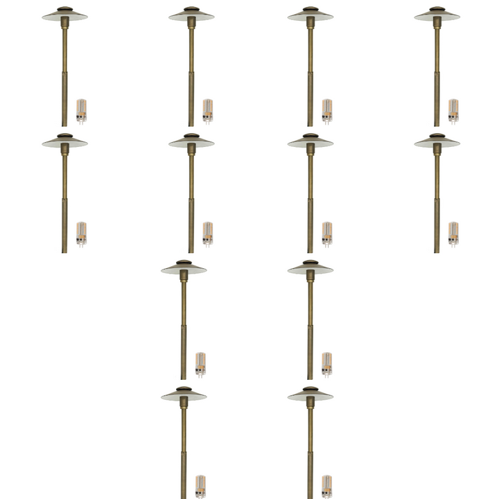 Outdoor Landscape Lighting LED 12V Low Voltage BPLP06 Stelvio Antique Brass 4x/8x/12x G4 2W Dimmable 2700K Package Adjustable Path Light Low Voltage Outdoor Lighting 12 Pack