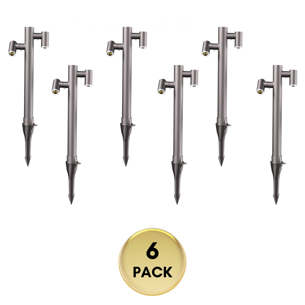 Outdoor Landscape Lighting LED 12V Low Voltage ALP25 4W LED Adjustable 3000K Dual Directional Bollard Path Light Low Voltage Outdoor Landscape Lighting 6 Pack Brown