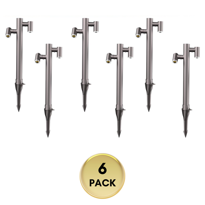 Outdoor Landscape Lighting LED 12V Low Voltage ALP25 4W LED Adjustable 3000K Dual Directional Bollard Path Light Low Voltage Outdoor Landscape Lighting 6 Pack Brown
