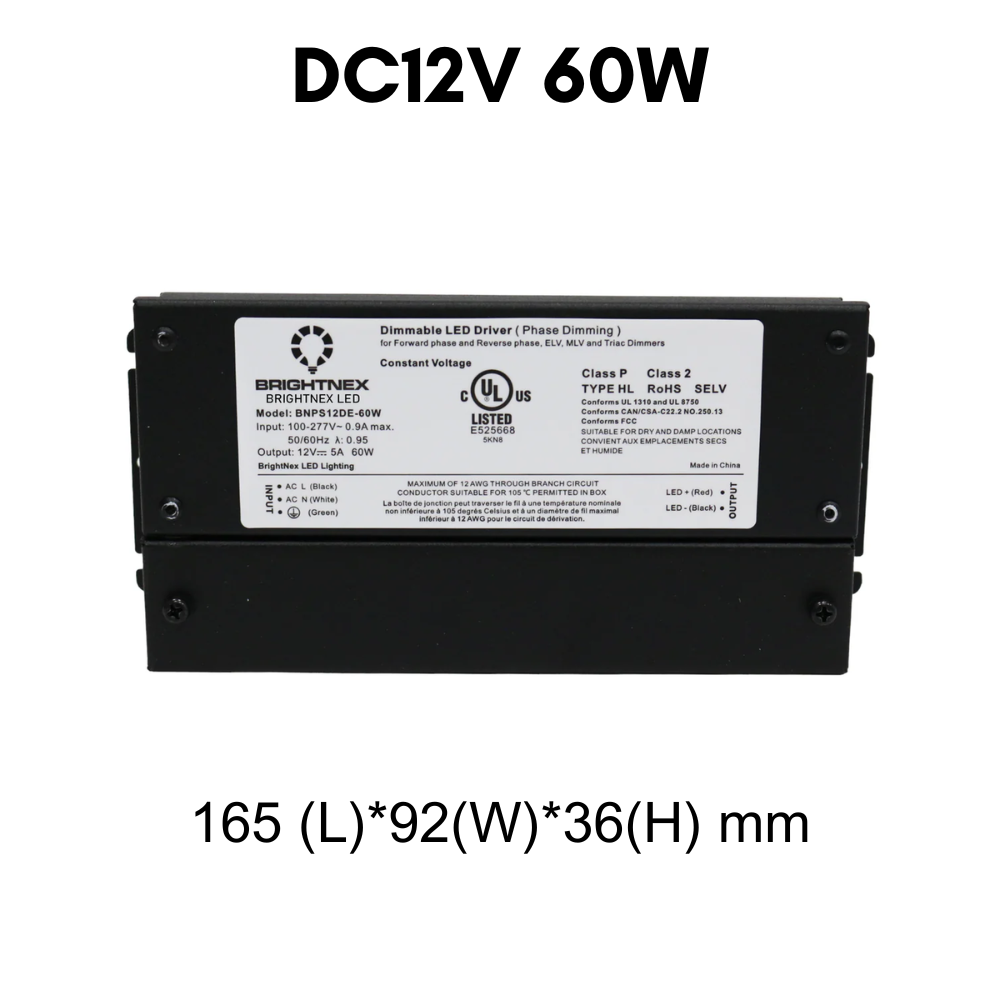 Outdoor Landscape Lighting LED 12V Low Voltage TSDC01 12V/24V DC Low Voltage Dimmable Transformers UL Listed LED Driver Outdoor Rated 12V DC 60W No Pigtail Plug