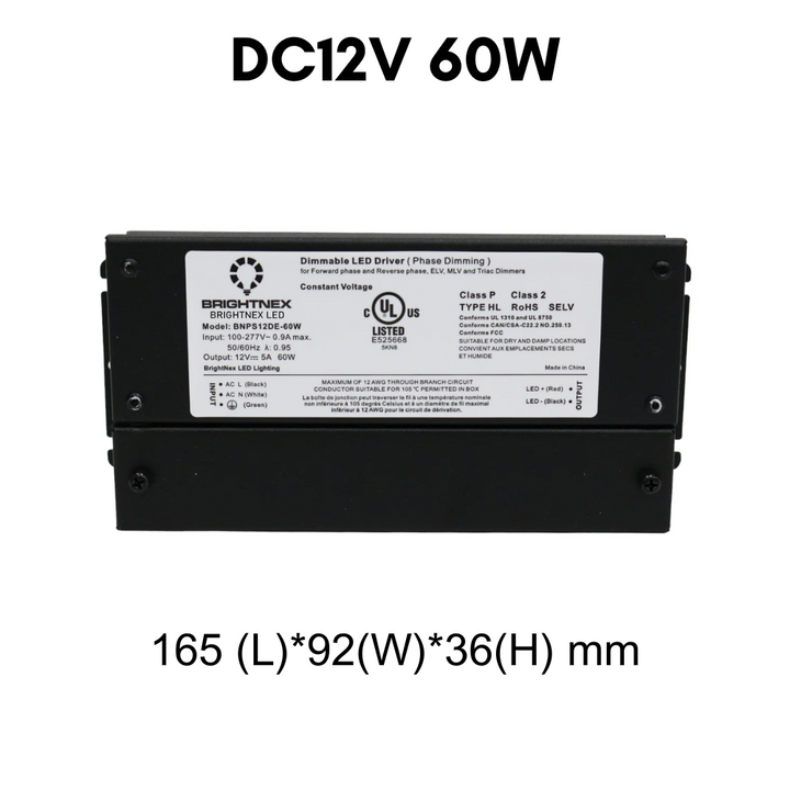 Outdoor Landscape Lighting LED 12V Low Voltage TSDC01 12V/24V DC Low Voltage Dimmable Transformers UL Listed LED Driver Outdoor Rated 12V DC 60W No Pigtail Plug