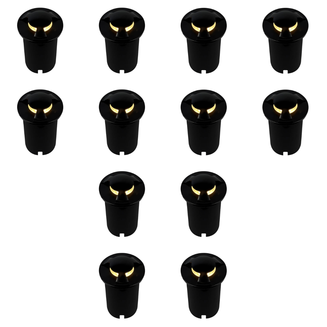 Outdoor Landscape Lighting LED 12V Low Voltage UNS05 4x/8x/12x Package Stainless Steel Tri Directional Three Slit In-Ground 12V Low Voltage LED In Ground Landscape Lighting with MR16 5W 3000K Bulb 12 Pack Black